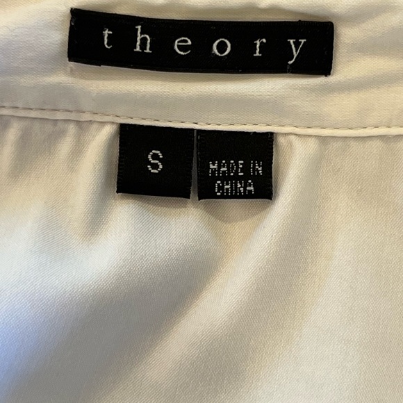 Theory Women’s Shirt Size Small Button Up White 3/4 Roll Up Sleeves Cotton - Picture 8 of 12